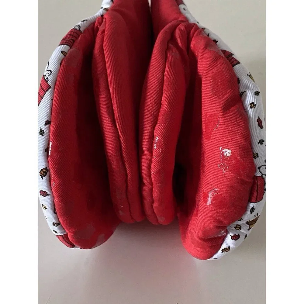 2 Pk Peanuts Snoopy Thanksgiving Fall Doghouse Turkey Mini Oven‎ Mitts Red NEW